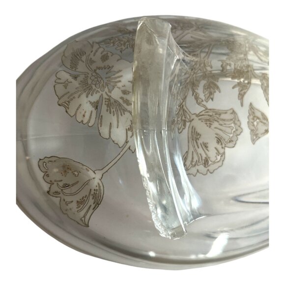 Vintage 1950s Silver Overlay Oval Bowl – Floral Design, Aged Patina, Tiny Flaws - Picture 5 of 8